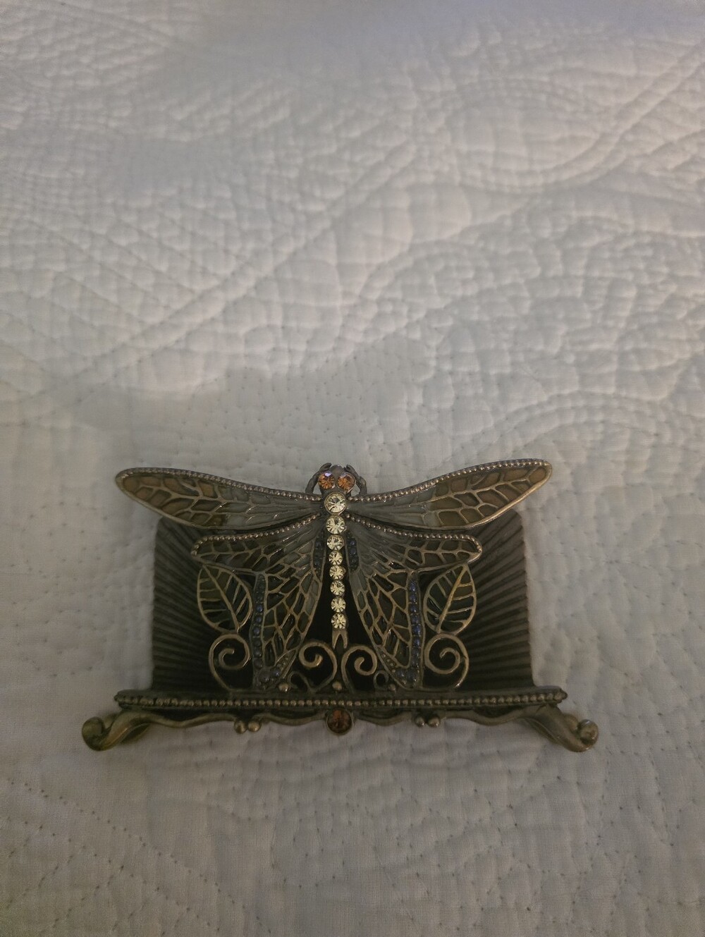 Antique Brass Dragonfly Buisness Card Holder